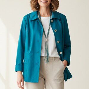 Charter Club Jacket Long Sleeves Button Down Blue XL